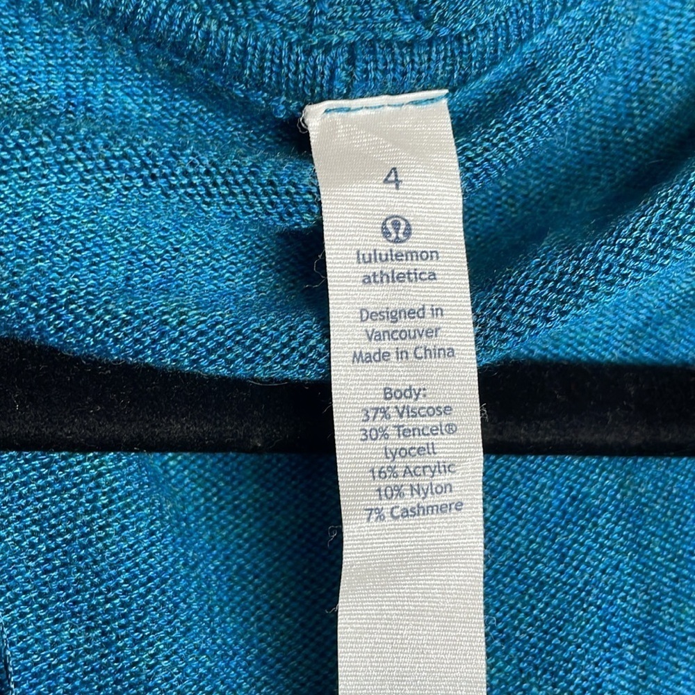 Lululemon | Sun Savasana Wrap Cashmere Blend Sweater Heathered Teal Size 4 - Picture 3 of 7